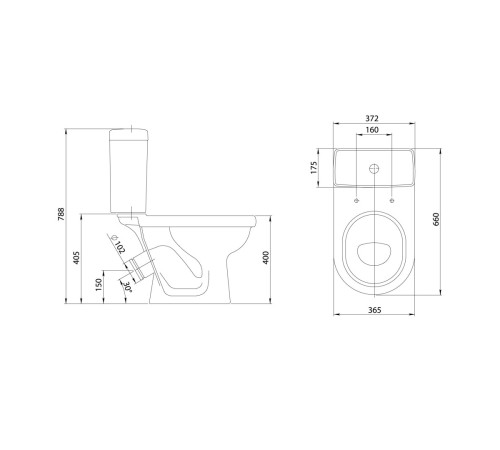 Унитаз-компакт Santeri Визит косой выпуск сиденье полипропилен 1.P405.3.S00.00B.F
