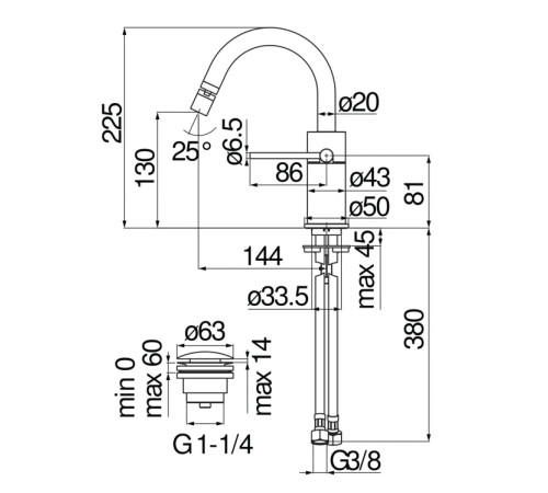 Смеситель для биде Nobili Velis глянцевый черный VE125139/2FLP
