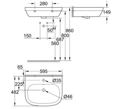 Раковина GROHE Euro Ceramic 60 см 39335000