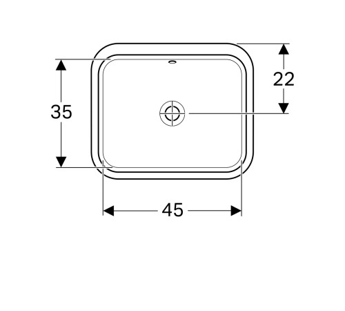 Раковина под столешницу Geberit VariForm прямоугольная 45х35 см с переливом 500.760.01.2