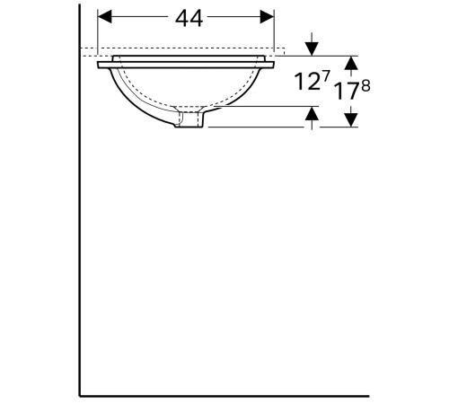 Раковина под столешницу Geberit VariForm прямоугольная 45х35 см с переливом 500.760.01.2
