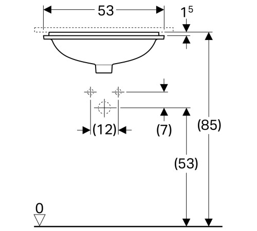 Раковина под столешницу Geberit VariForm прямоугольная 45х35 см с переливом 500.760.01.2