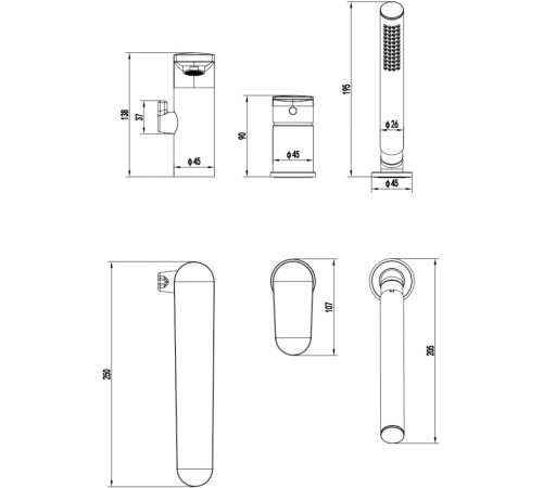 Смеситель на борт ванны Aquanet Ника на 3 отверстия хром AQ1848CR