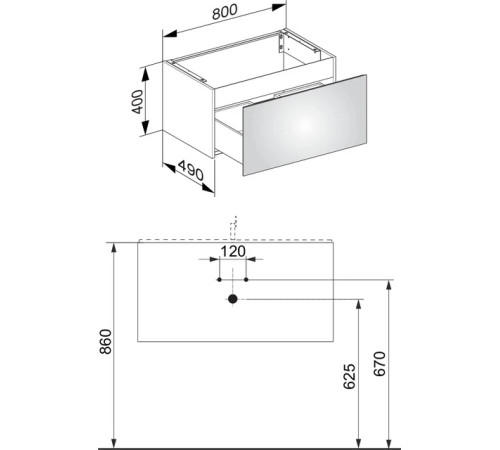 Тумба под умывальник KEUCO PLAN 800x490x400 мм инокс матовый 32961290000