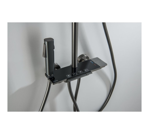 Душевая система со смесителем для ванны Aquatek Поларис 295х195 мм оружейная сталь AQ3040BGM