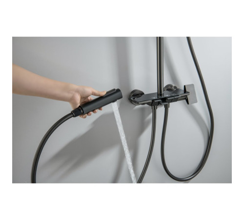 Душевая система со смесителем для ванны Aquatek Поларис 295х195 мм оружейная сталь AQ3040BGM
