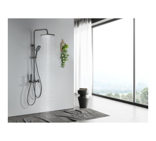 Душевая система со смесителем для ванны Aquatek Поларис 295х195 мм оружейная сталь AQ3040BGM