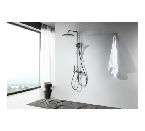 Душевая система со смесителем для ванны Aquatek Поларис 295х195 мм оружейная сталь AQ3040BGM