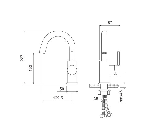 Смеситель для раковины Aquanet Europa без донного клапана шлифованное золото AQ1307BG