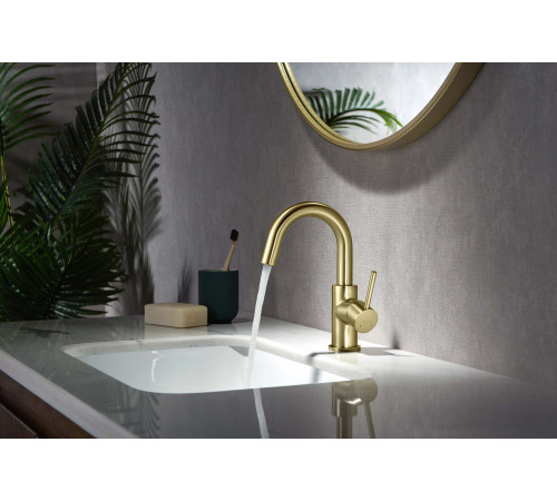 Смеситель для раковины Aquanet Europa без донного клапана шлифованное золото AQ1307BG