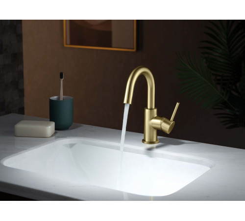 Смеситель для раковины Aquanet Europa без донного клапана шлифованное золото AQ1307BG