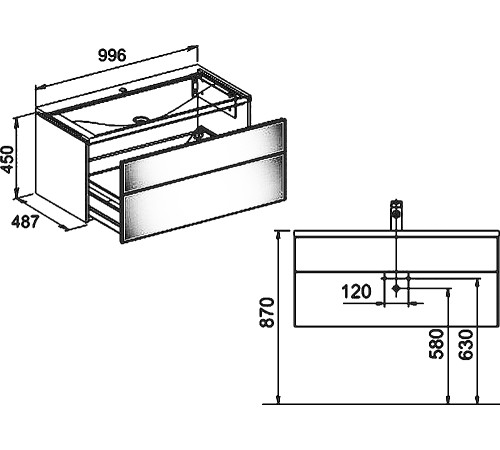 Тумба под умывальник Keuco Royal Reflex 996х487х450 мм трюфель 34070140000