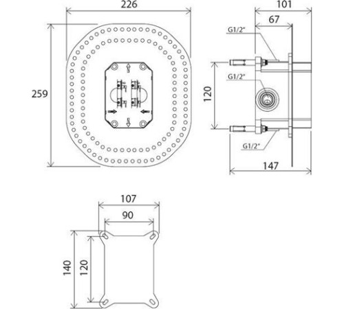 Скрытая часть смесителя Ravak R-box RB 070.50 X070052