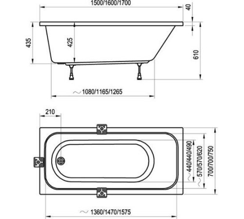 Ванна акриловая RAVAK CHROME 150х70 см белая C721000000