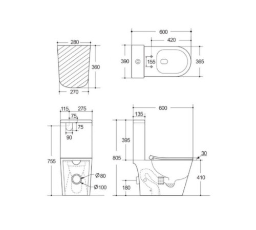 Унитаз-компакт напольный Aquatek Либерти Tornado сиденье дюропласт микролифт AQ2999T-00