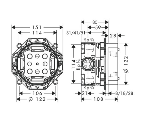 Комплект смесителя для ванны Hansgrohe Talis E полированное золото (71745990 + 01800180) 71745990S