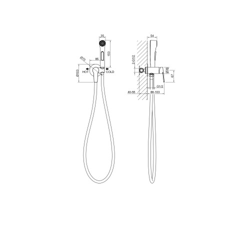 Комплект для гигиенического душа Aquanet Лугано встроенный (смеситель + лейка + шланг) шлифованное золото AQ1719BG