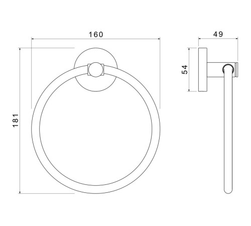 Полотенцедержатель кольцо Aquanet Европа оружейная сталь AQ4112BGM