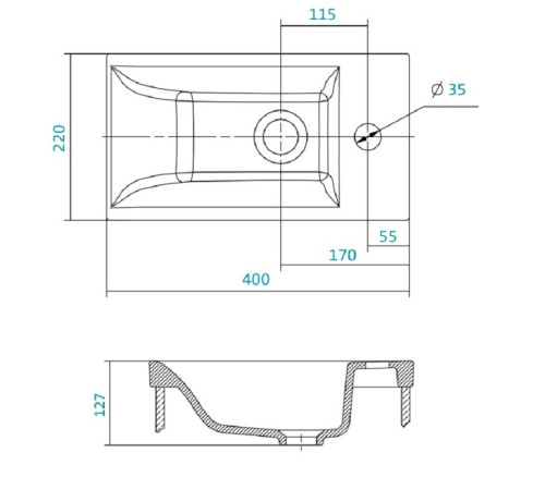 Умывальник Santek МИРАНДА 40 см 1.WH30.2.500