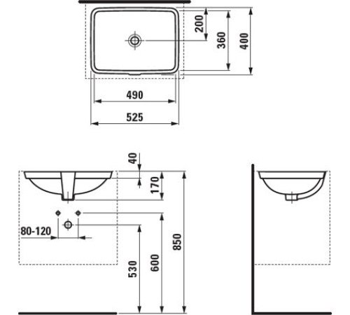 Раковина под столешницу Laufen Pro S 490x360 мм 8.1196.1.000.109.1