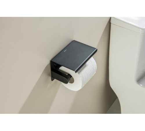 Бумагодержатель с полкой Aquanet Europa AQ4939MB матовый черный AQ4939MB