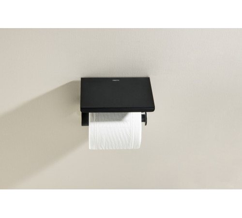 Бумагодержатель с полкой Aquanet Europa AQ4939MB матовый черный AQ4939MB