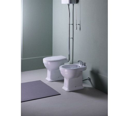 Комплект унитаза Kerasan Classic приставной с высоким бачком хром сиденье орех 871111/878011/BOCR/MS87NC