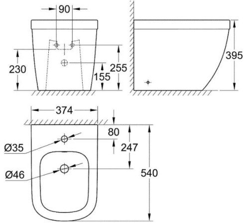 Биде напольное GROHE Euro Ceramic 39340000