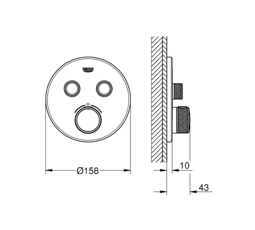 Термостат для встраиваемого монтажа Grohe Grohtherm SmartControl на 3 выхода фантомный черный 29508KF0