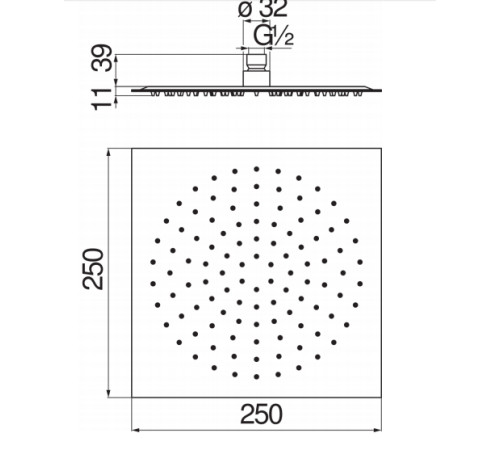 Верхний душ Rossinka AD139/134CR 25х25 см хром AD139/134CR
