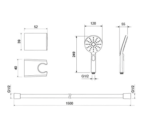 Душевой набор Aquanet Оберон Select 120 3jet шлифованное золото AQ2033BG