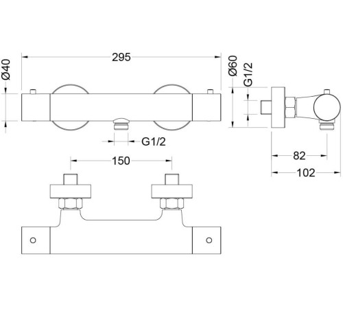 Смеситель для душа термостатический Aquanet Европа матовый черный AQ1363MB