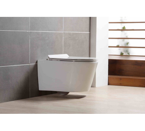 Унитаз подвесной безободковый Aquanet Оберон 531х360х344 мм сиденье микролифт AQ1363W-00