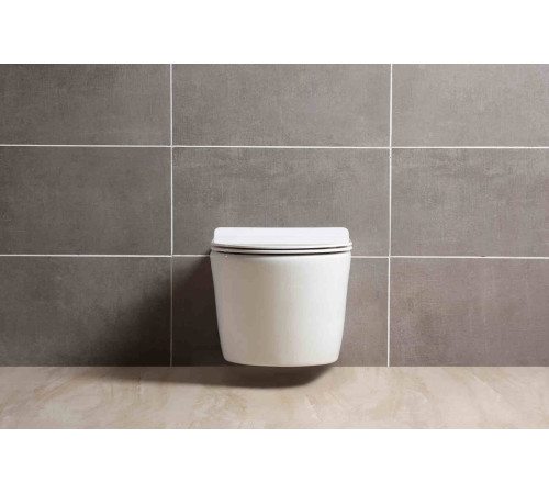 Унитаз подвесной безободковый Aquanet Оберон 531х360х344 мм сиденье микролифт AQ1363W-00