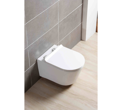 Унитаз подвесной безободковый Aquanet Оберон 531х360х344 мм сиденье микролифт AQ1363W-00