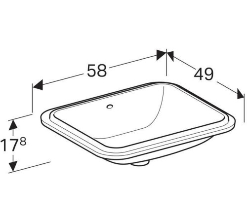 Раковина под столешницу Geberit VariForm прямоугольная 50х40 см с переливом 500.764.01.2