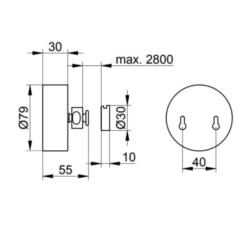 Веревка для белья с держателем Keuco Universal 2.8 м хром 04979010001