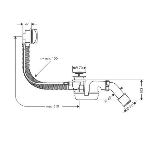 Система слива-перелива для ванны Hansgrohe Flexaplus 58143000