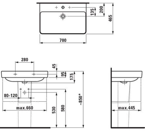 Раковина Laufen Pro S 700x465 мм 8.1096.7.000.104.1