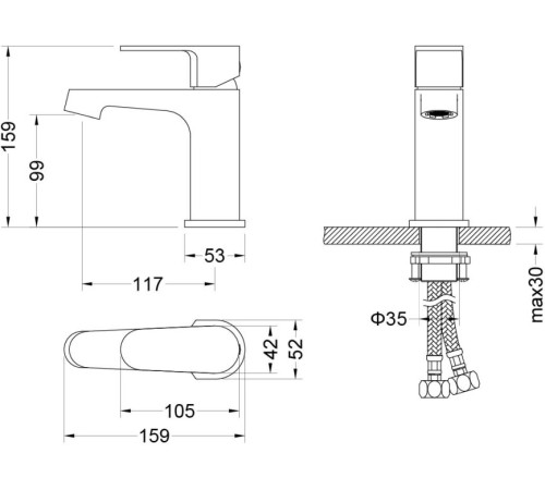 Смеситель для раковины Aquanet Oberon 98 мм хром AQ1210CR