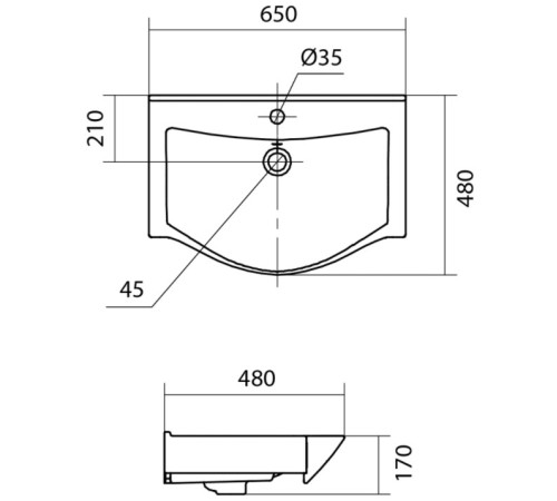 Умывальник Santek БЕВЕРЛИ 65 см 1.WH30.2.501