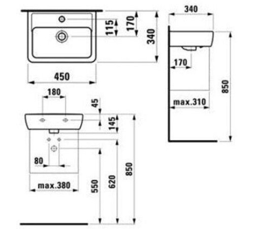 Мини-раковина Laufen Pro A 450x340 мм 8.1195.1.000.104.1