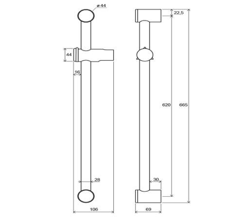 Держатель для душа Ravak 972.00 подвижный 60 см X07P012