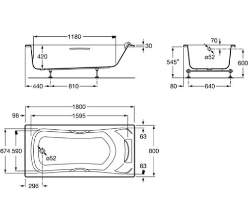 Ванна акриловая Roca BeCool 180х80 см ZRU9302782