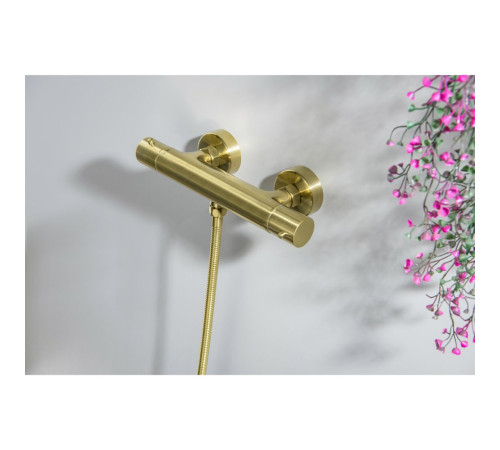Смеситель для душа термостатический Aquanet Европа шлифованное золото AQ1363BG