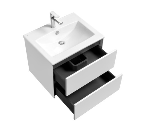 Комплект мебели для ванной Aquaton Сохо 60 Белый глянец с раковиной Элина 60 1A2580K2AJ010