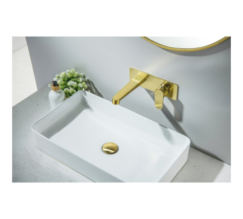 Смеситель для раковины настенный Aquanet Oberon скрытого монтажа шлифованное золото AQ1213BG