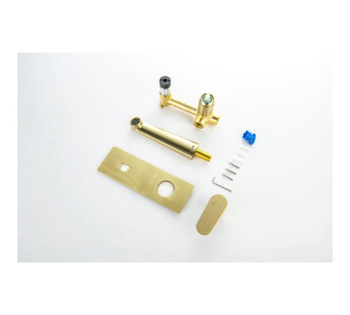 Смеситель для раковины настенный Aquanet Oberon скрытого монтажа шлифованное золото AQ1213BG