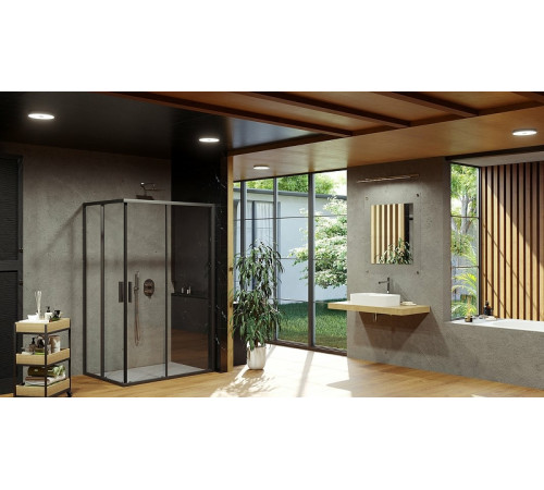 Душевая дверь Ravak Blix Slim BLSRV2K-120 черный профиль стекло Transparent X1XMG0300Z1