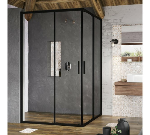 Душевая дверь Ravak Blix Slim BLSRV2K-120 черный профиль стекло Transparent X1XMG0300Z1